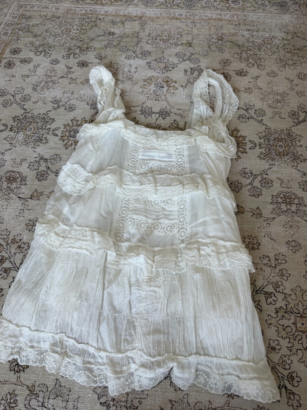 Free People Ivory Lace-Trim Romper w/bloomers